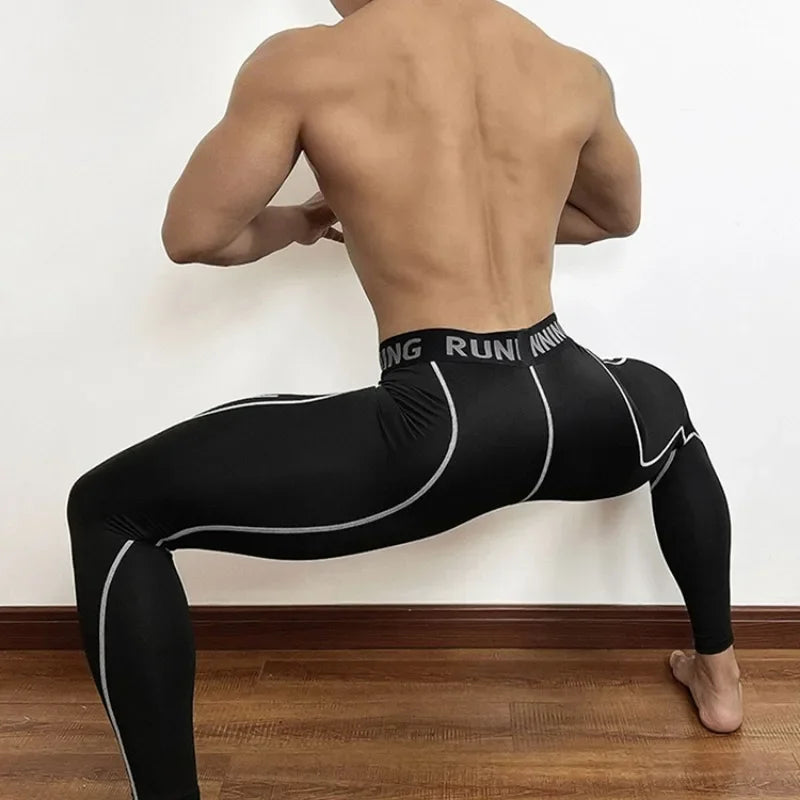Herren Eng Anliegende Kompressionshose Schnell Trocknende Sportbekleidung Lauftights Herren Leggings Fitness Training Sexy Sport Gym Leggings Zweitbild