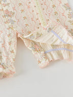 Baby Bodysuit Sommer 2026 Blumendruck Baumwolle Peter-Pan-Kragen Puffärmel Strampler für Mädchen Weiches atmungsaktives Outfit