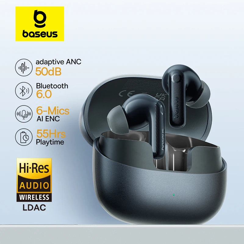 Baseus EP10 Pro ANC Earbuds Wireless Bluetooth 6.0 Earphones 50dB Realtime Adaptive Headphones 6 Mic Hi-Res LDAC IP55  Ear buds Hauptbild