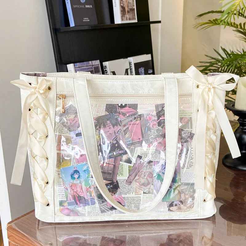 Neue Y2K Süße Japanische Ita Bag Lolita Mädchen Transparente Umhängetasche Große Kapazität Umhängetasche Lässige Tasche DIY Display Handtaschen