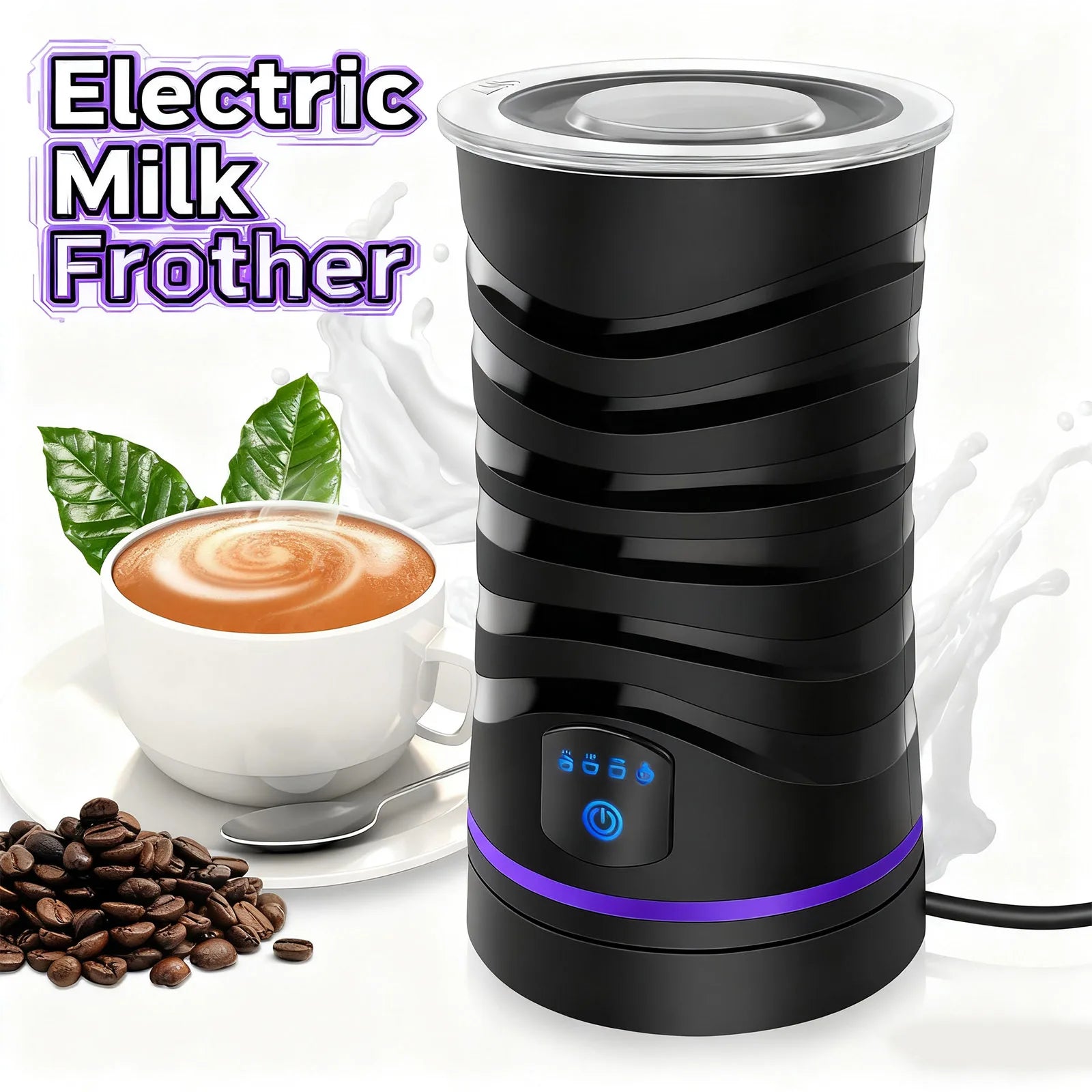 Milchaufschäumer Elektrisch 4 in 1 - Automatische Milchaufschäumer 600ml Große Kapazität Milchdampfer Geräuscharmer Betrieb Milchwärmer und -erhitzer
