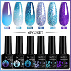 LILYCUTE 7ML 6PCS Neon Gel Nagellack Set fluoreszierend Farbwechsel Semi Permanent Soak Off Maniküre-Kit Nail Art Gel