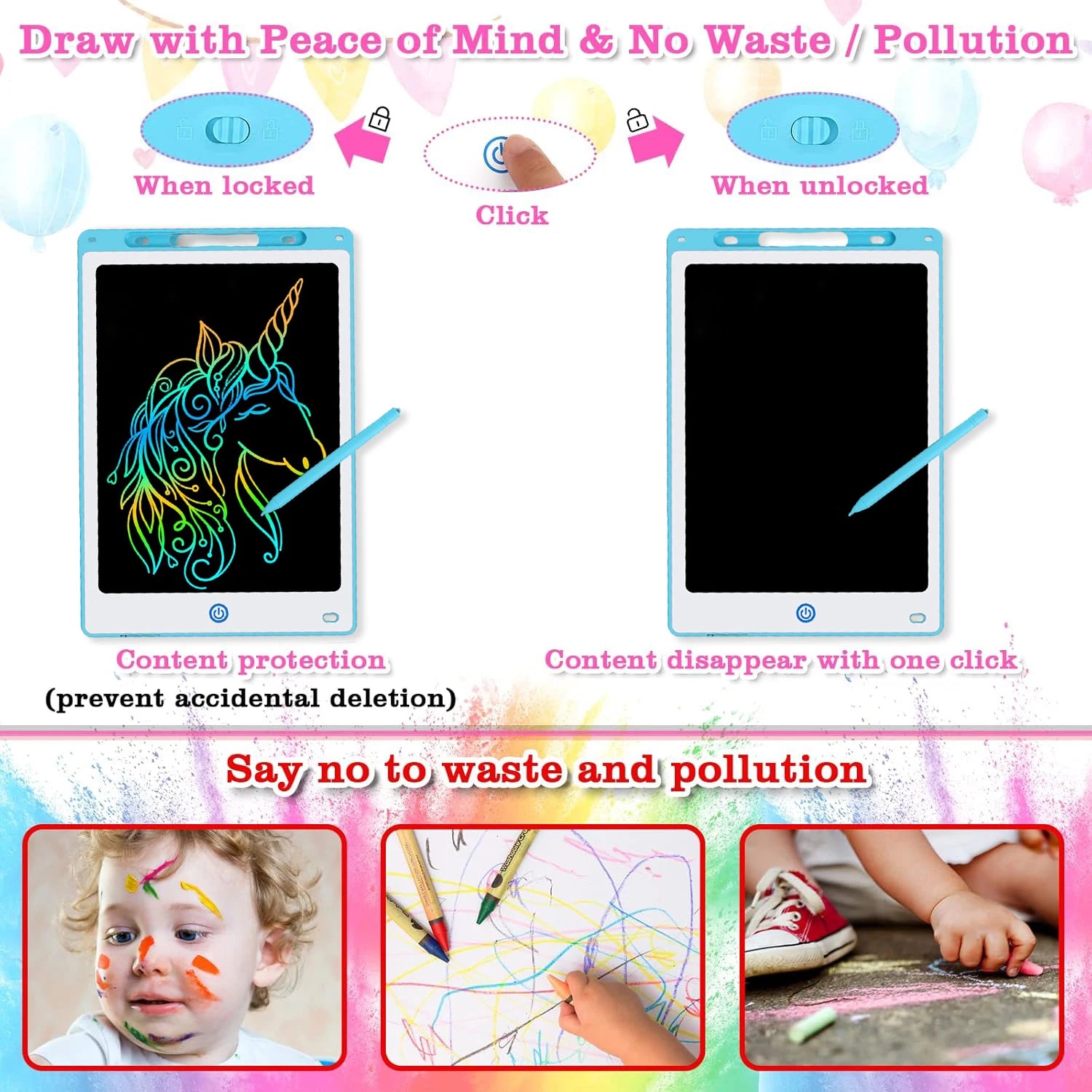 8.5/10/12 Zoll LCD-Schreib-/Grafiktablett für Kinder von 3-8 Jahren, wiederverwendbares magisches Zeichenbrett mit Stylus, löschbares Doodle-Pad-Spielzeuggeschenk