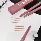 Doppelseitiger Lying Silkworm Stift 2-in-1 Highlighter Nude Unterlidkontur Aegyo-Sal Eyeliner Make-up-Stift mit Detailpinsel