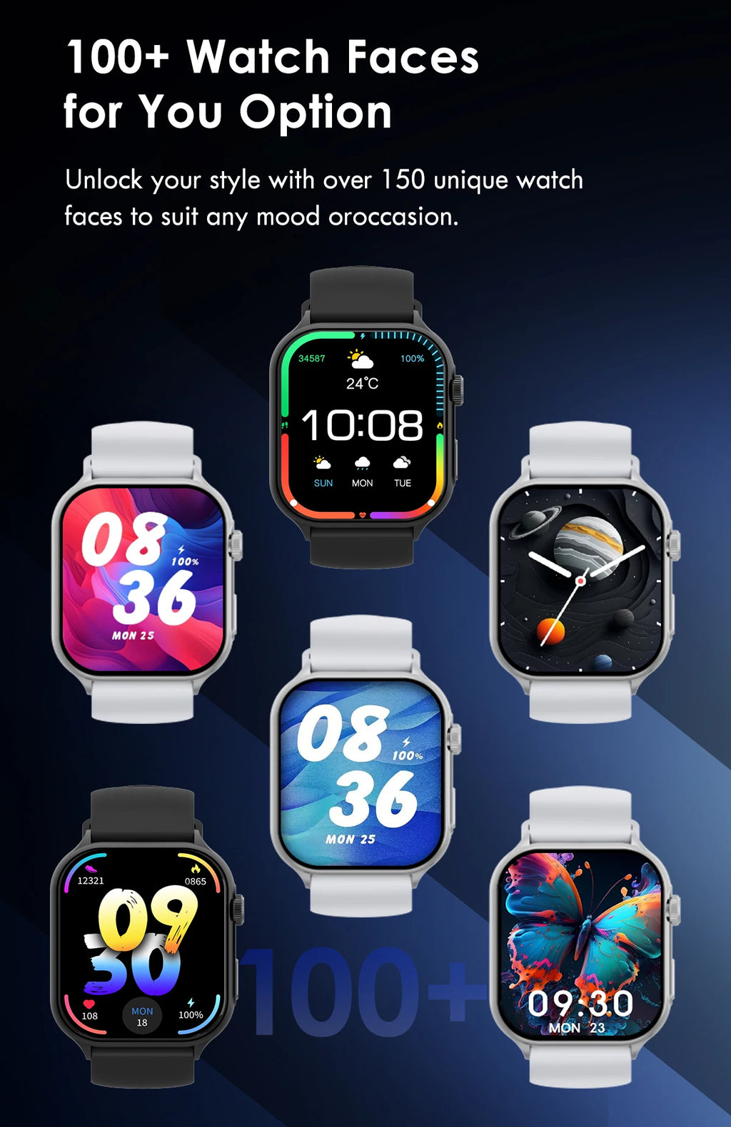 Lenovo 2026 Smartwatch 1,96" HD AMOLED Display Herzfrequenz-Gesundheitsüberwachung Bluetooth-Sprachanrufe Smartwatch für Android IOS