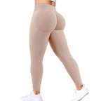 Nahtlose Damen-Yogahose mit festem Bund, dreifachem Bund, sexy, hüfthebend, enge Sporthose, Fitness-Trainings-Yogahose