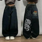 Amerikanische Y2K 2025 Neue weite Baggy Black Jeans Oversized Damen Street Casual Joker Denim-Hose Paar-Jeans Vintage Streetwear