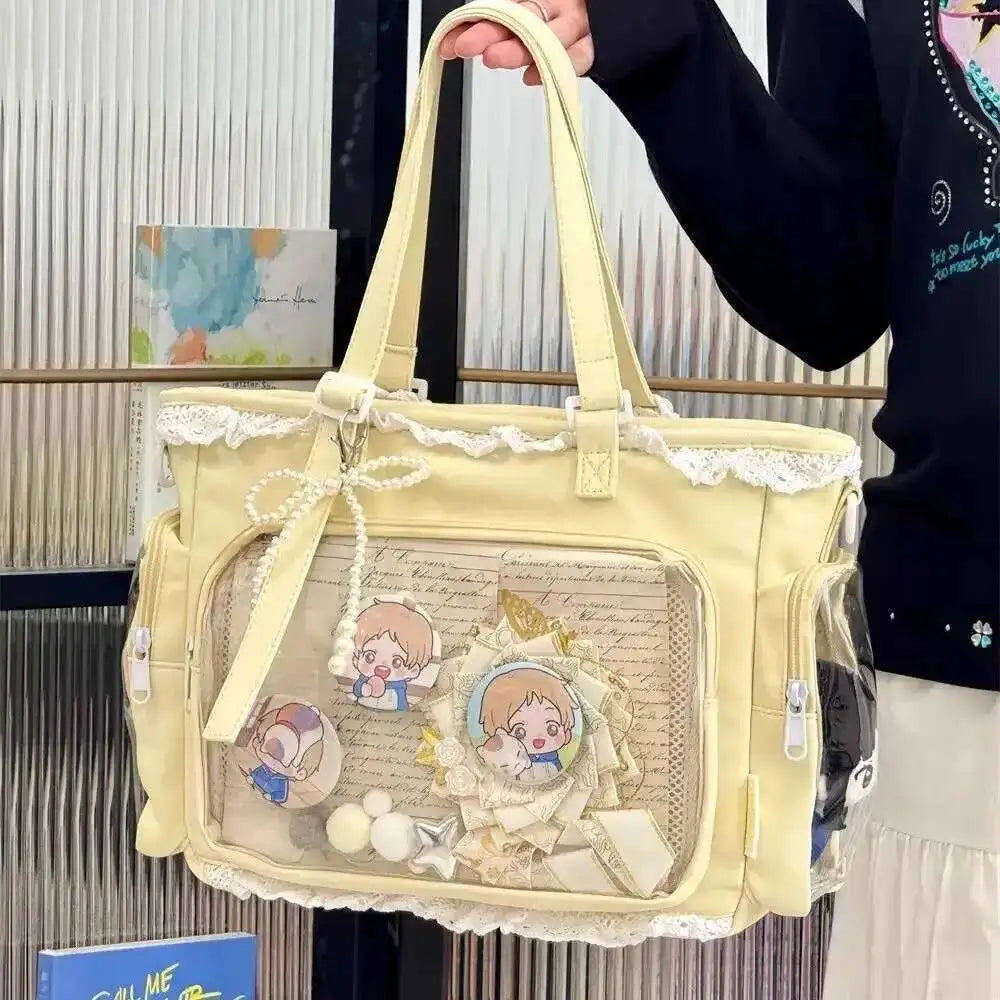 Neue Y2K Süße Japanische Ita Bag Lolita Mädchen Transparente Umhängetasche Große Kapazität Umhängetasche Lässige Tasche DIY Display Handtaschen