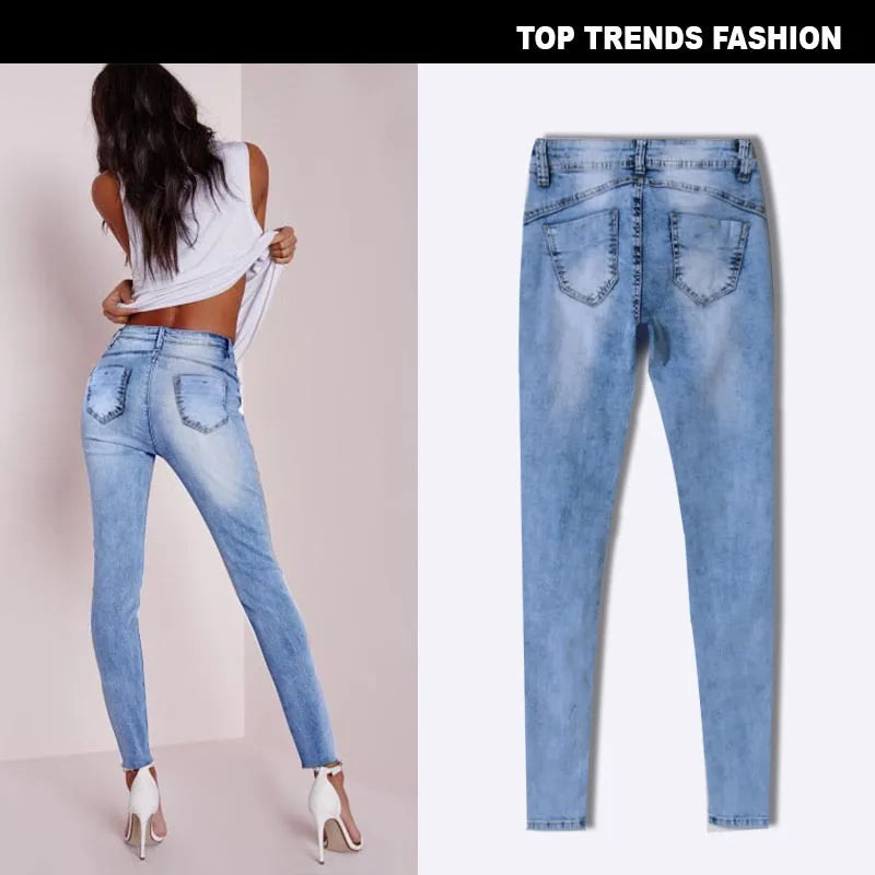 Sommer Stil Low Waist Hellblau Patchwork Skinny Tights Damen Bleistift Jeans Hoher Stretch Sexy Push Up Denim Damen Fashion Jeans