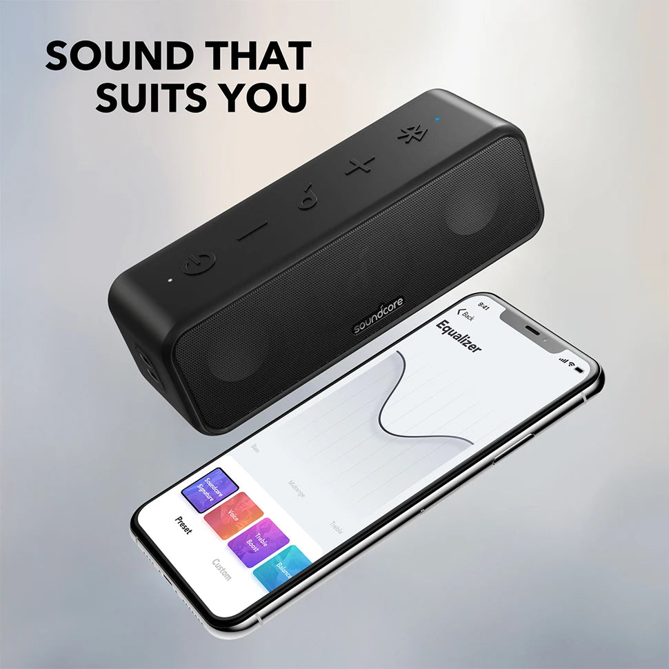 (EU Lager) Soundcore 3 von Anker, Bluetooth 5.0 Lautsprecher, 24 Std. Spielzeit, IPX7 wasserdicht, Stereo-Sound mit Titanmembran, Bas