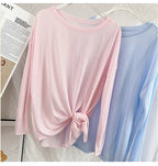 Damen Yoga Shirts Sportoberteile Langarm O-Ausschnitt Atmungsaktives Laufshirt Lockere Fitnesskleidung Gym Sportbekleidung Pilates T-Shirts