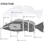 Automatischer Swimbait, elektrischer, robotergesteuerter Angelköder, 4-Segment, automatisch, mehrteiliger Köder, USB-wiederaufladbar, Wobbler, Pesca-Zubehör