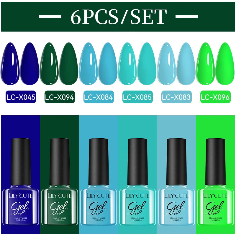 LILYCUTE Nagelgel-Politur-Set, Rosa Grün, Frühling, DIY-Nagelkunst-Design, lang anhaltend, Soak Off UV Gel, Maniküre, Malgel, Vernis-Kit