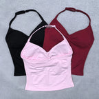 Verstellbares Sport-Neckholder-Oberteil Damen Rückenloses Gym-Top mit integriertem BH Yoga-Kleidung Ärmellose Shirts Workout-Outfits Tanktop
