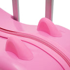 18 Zoll Aufsitzkoffer, niedlicher Koffer mit interner Netztasche, Aufbewahrungsbox mit Lenkrollen für Kurztrips, Pink