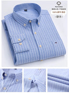 100 % Baumwolle Oxford Herrenhemden Langarm Kariert Weich Regular Fit Festliches Hemd Tasche Sozial Bluse Herrenkleidung S-7XL