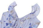 Kryptografischer Sommer Blumenmuster Plunge Maxikleid Outfits Sexy rückenfreie Feen Sonnenkleider Urlaub Strandmode Vestido Coquette