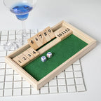 Hölzernes Shut the Box Würfelbrettspiel Klassische Tischversion mit 12 Zahlen, Kneipenstil, traditionelles Familien-Partyspiel für drinnen