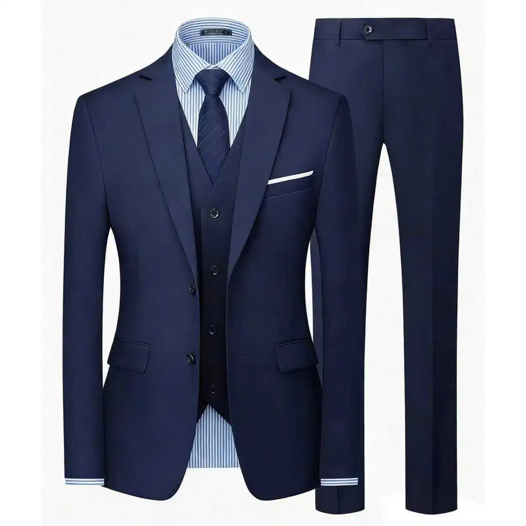 Eleganter Herrenanzug 3-teilig Mode Revers Einreihig Bräutigam Hochzeit Slim Fit Freizeitversion Business Anzug für Herren