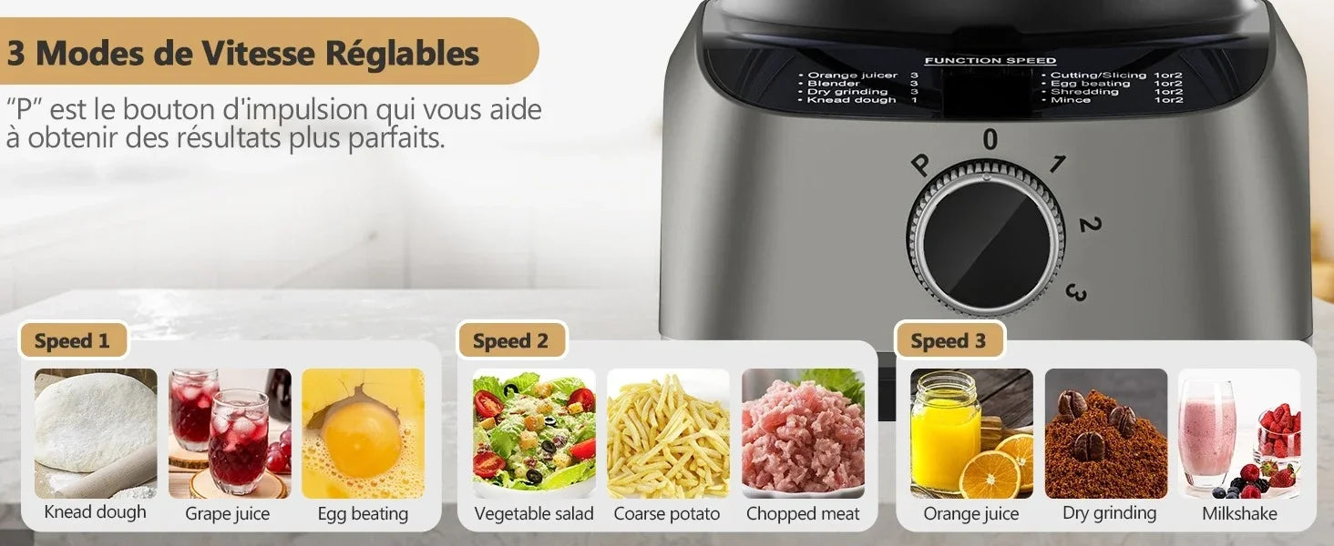 Food Processor, 11-in-1 Multifunctional Kitchen Machine with 2.5L Bowl & 1.5L Blender