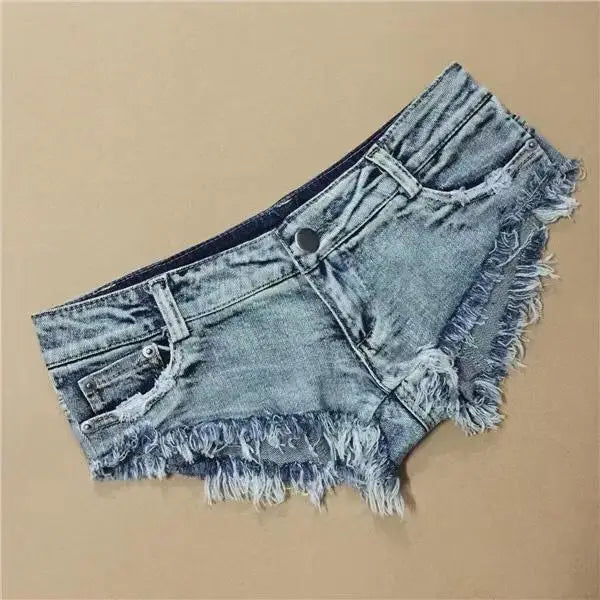 Damen Sommer Low Waist Denim Shorts Stretch Kurze Jeans Hot Pants Sexy Dreieckiges Design Po-Former Casual Streetwear DURIKIES