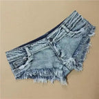Damen Sommer Low Waist Denim Shorts Stretch Kurze Jeans Hot Pants Sexy Dreieckiges Design Po-Former Casual Streetwear DURIKIES