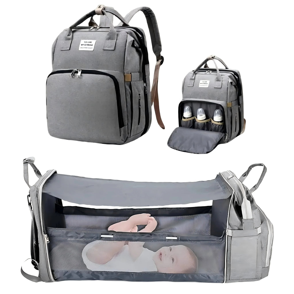 3-in-1-Wickeltaschen-Rucksack, faltbares Babybett, wasserdichte Reisetasche mit USB-Ladefunktion, Wickeltaschen-Rucksack mit Wickelbett, 3 Typen