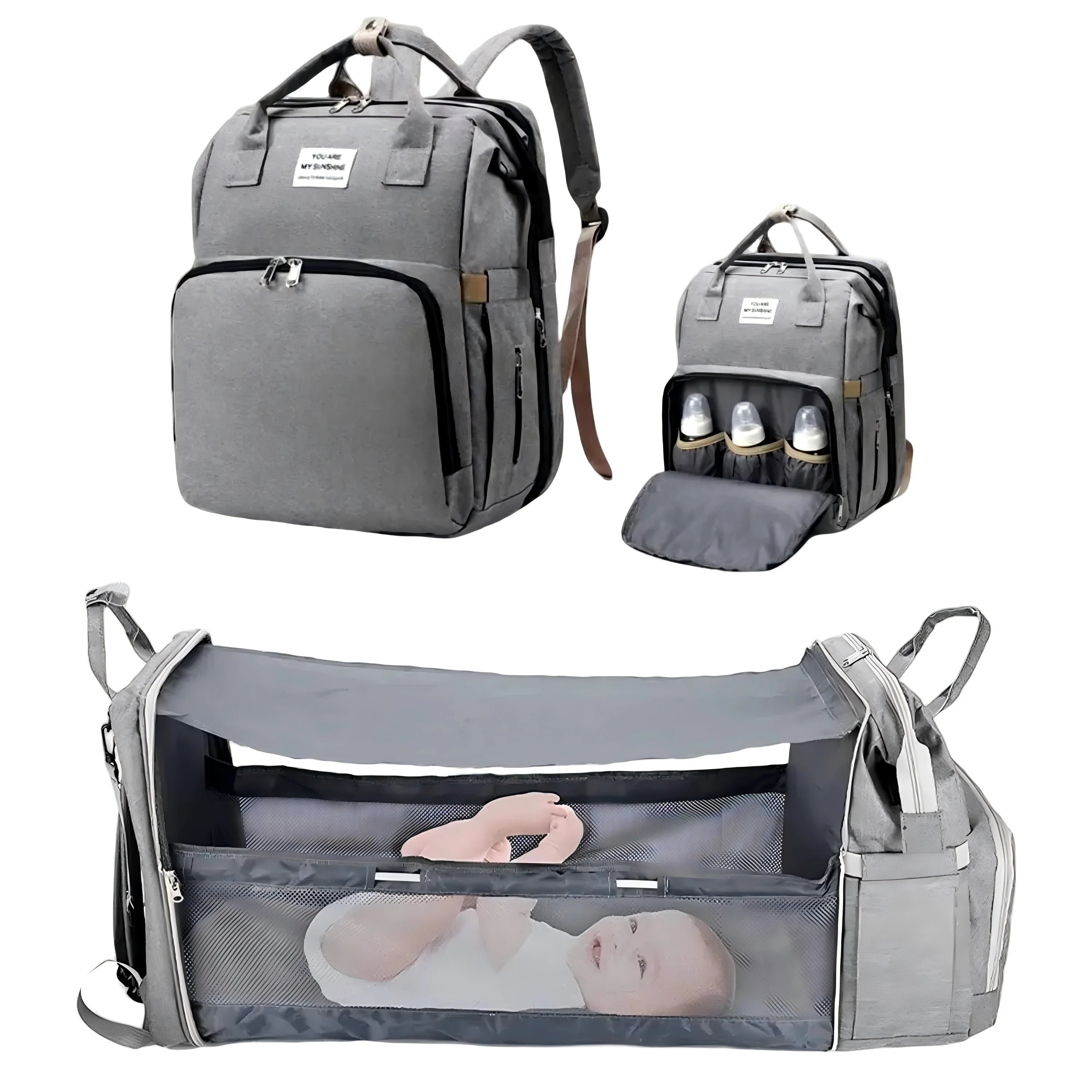 3-in-1-Wickeltaschen-Rucksack, faltbares Babybett, wasserdichte Reisetasche mit USB-Ladefunktion, Wickeltaschen-Rucksack mit Wickelbett, 3 Typen