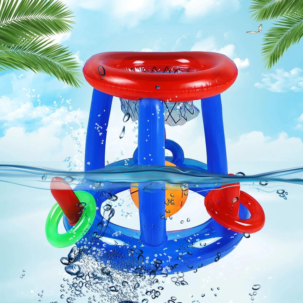 Aufblasbares Ringwurfspiel, schwimmender Basketballkorb, interaktives Wassersportspielzeug, Partygeschenk, Strandspaß, Poolzubehör