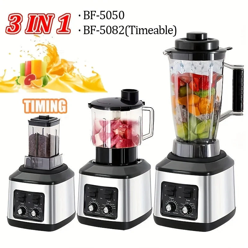 3-in-1 Leistungsstarker Standmixer Entsafter Smoothie Maker 0.5/1.5/2.5L 3 Behälter Küchenmaschine Mixer für Eis Nüsse Obst