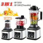 3-in-1 Leistungsstarker Standmixer Entsafter Smoothie Maker 0.5/1.5/2.5L 3 Behälter Küchenmaschine Mixer für Eis Nüsse Obst