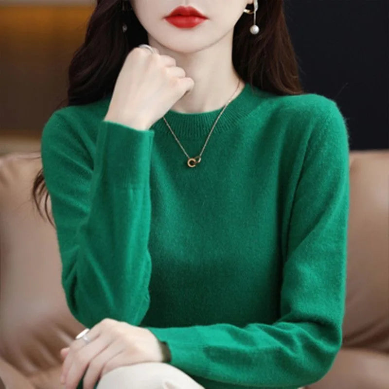 Neuer Damenpullover O-Ausschnitt Herbst Winter Basic Pullover Warm Lässig Pulls Jumper Koreanische Mode Frühling Strickwaren Bottoming Shirt