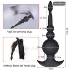 3-10cm Großer Analsex Plug mit Schwanz Sexspielzeug für Erwachsene Spiele Paare DIY Cosplay Großer Butt Plug Silikon Weich Lang Anal Beads Frauen