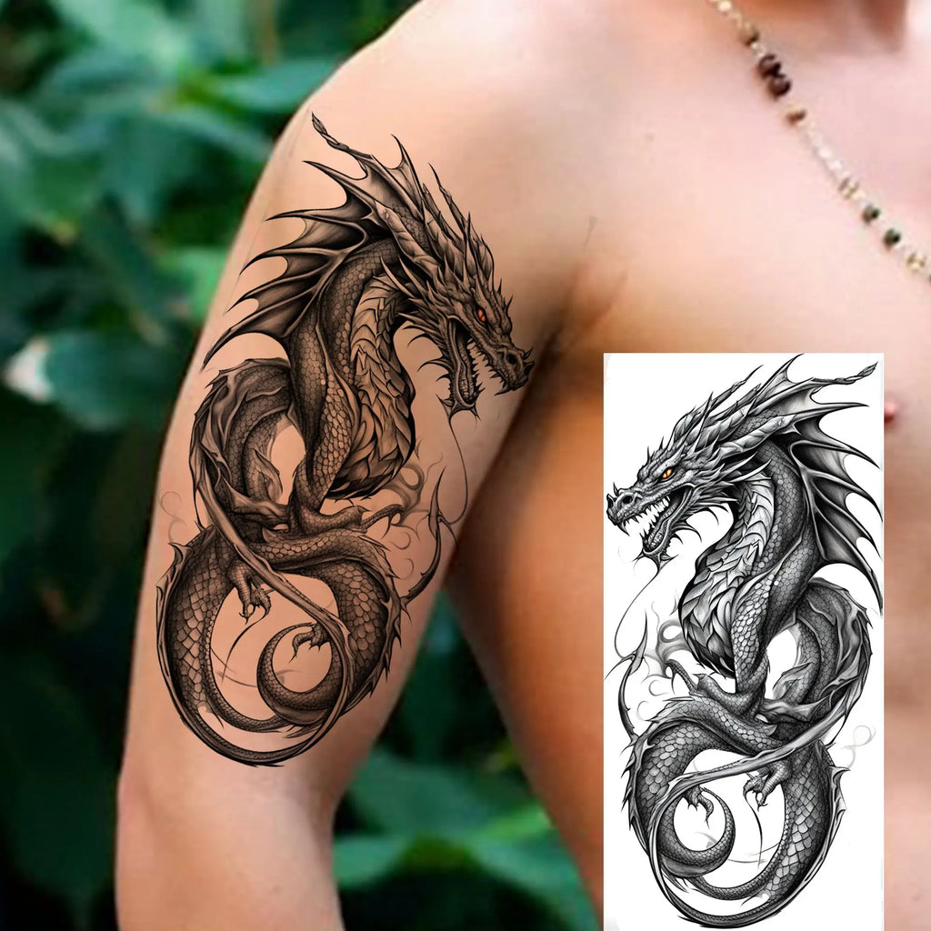 1 Blatt Kobra Schlange Drache Skorpion Temporäre Tattoos für Männer Frauen Wasserdicht Langlebig Löwe Tiger Wolf Fake Tattoo Aufkleber
