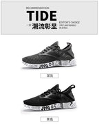 Sommer Herren Schwarze Hohl-Mesh-Sneaker Mode Atmungsaktive Leichte Freizeit-Gehschuhe Bedruckte Sohle Outdoor-Sport-Schuhe