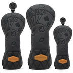 Black Lucky Poker Design Hochwertige Headcovers Bestickung Golfschläger Driver Head Fairwayholz Hybrid Headcovers 3 Holz Headc