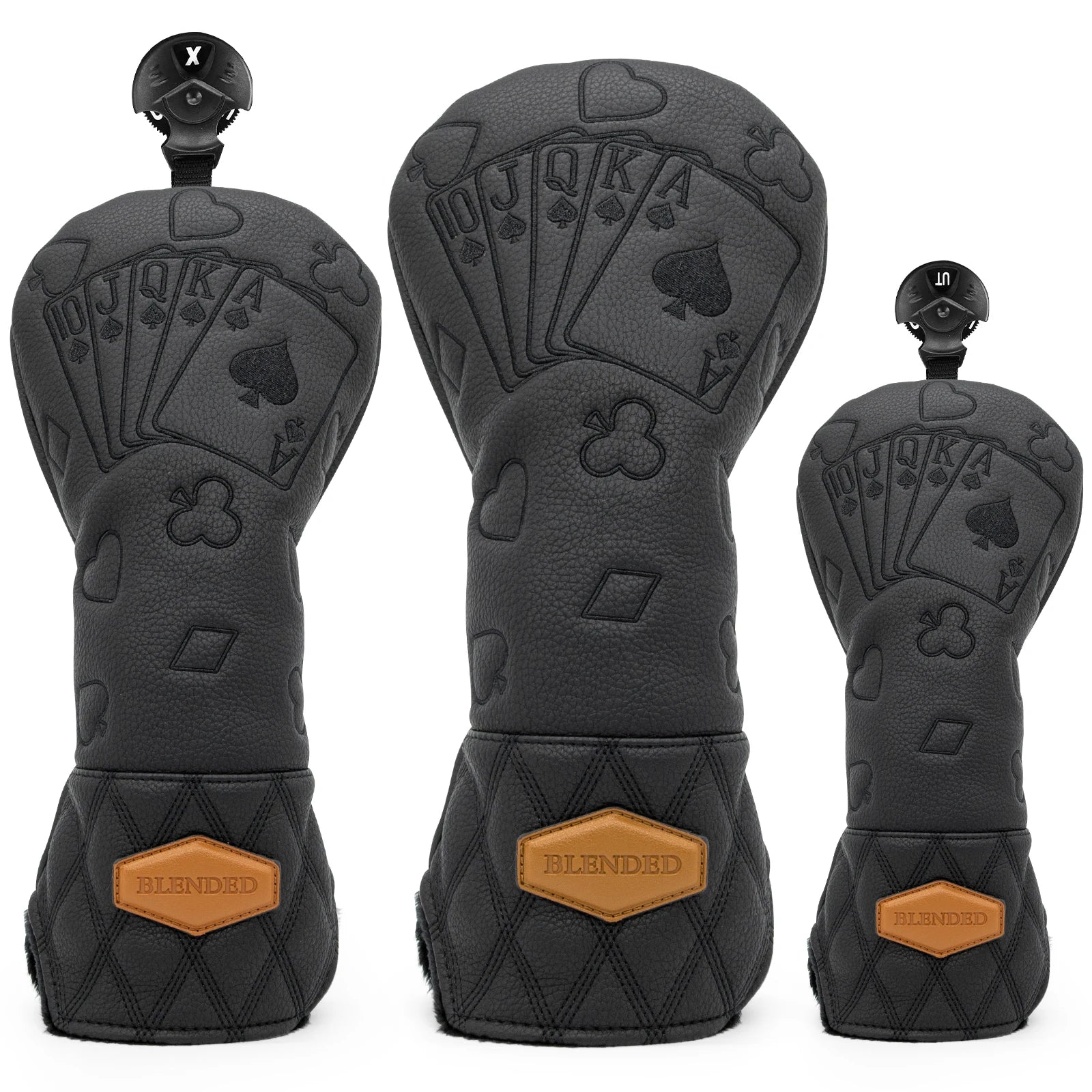Black Lucky Poker Design Hochwertige Headcovers Bestickung Golfschläger Driver Head Fairwayholz Hybrid Headcovers 3 Holz Headc Hauptbild
