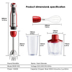 BioloMix 4-in-1 Hand Stick Blender, 1200W Stainless Steel - Immersion Mixer with Chopper Smoothie Cup Ice Blades for Baby Food