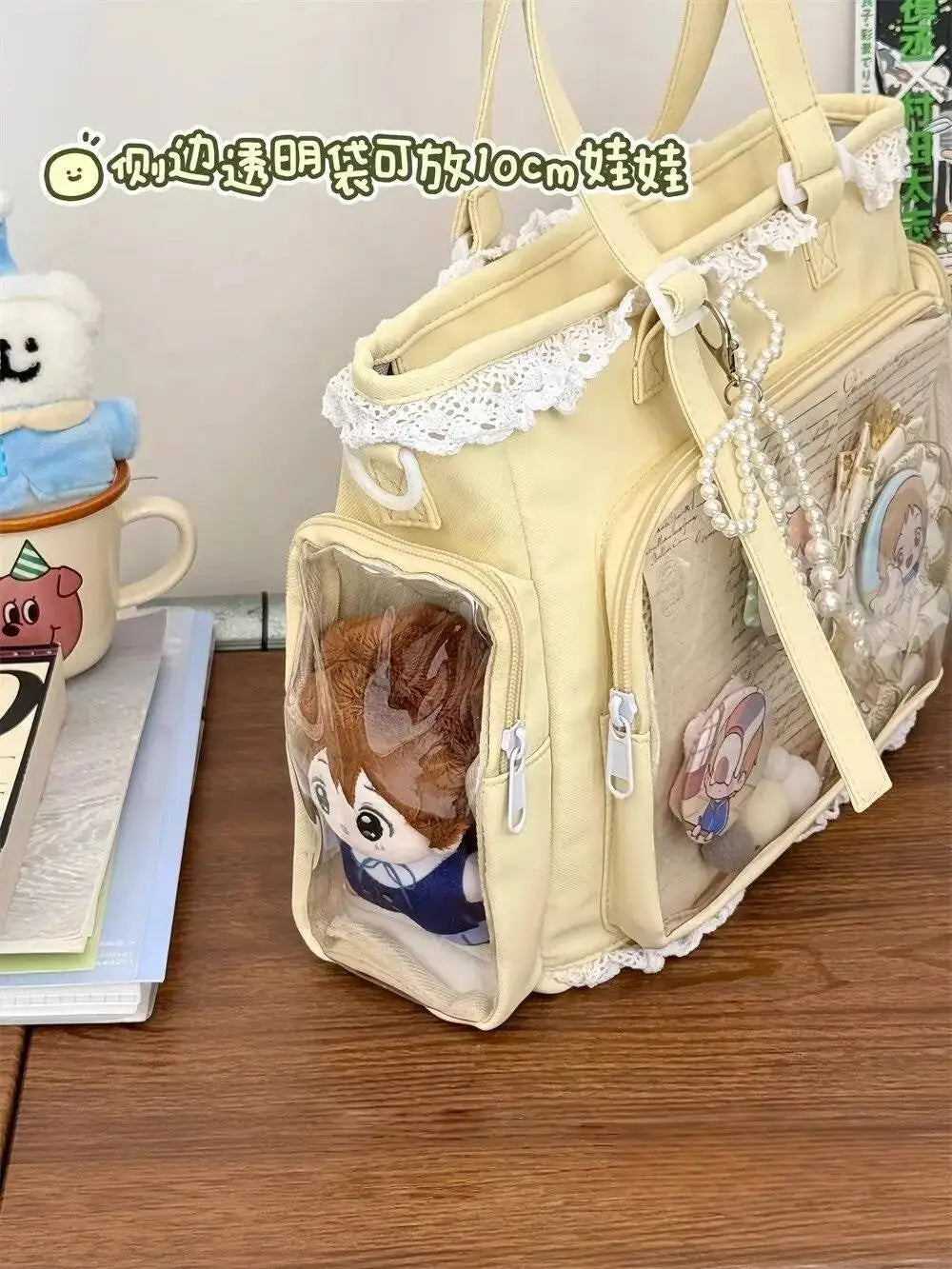 Neue Y2K Süße Japanische Ita Bag Lolita Mädchen Transparente Umhängetasche Große Kapazität Umhängetasche Lässige Tasche DIY Display Handtaschen