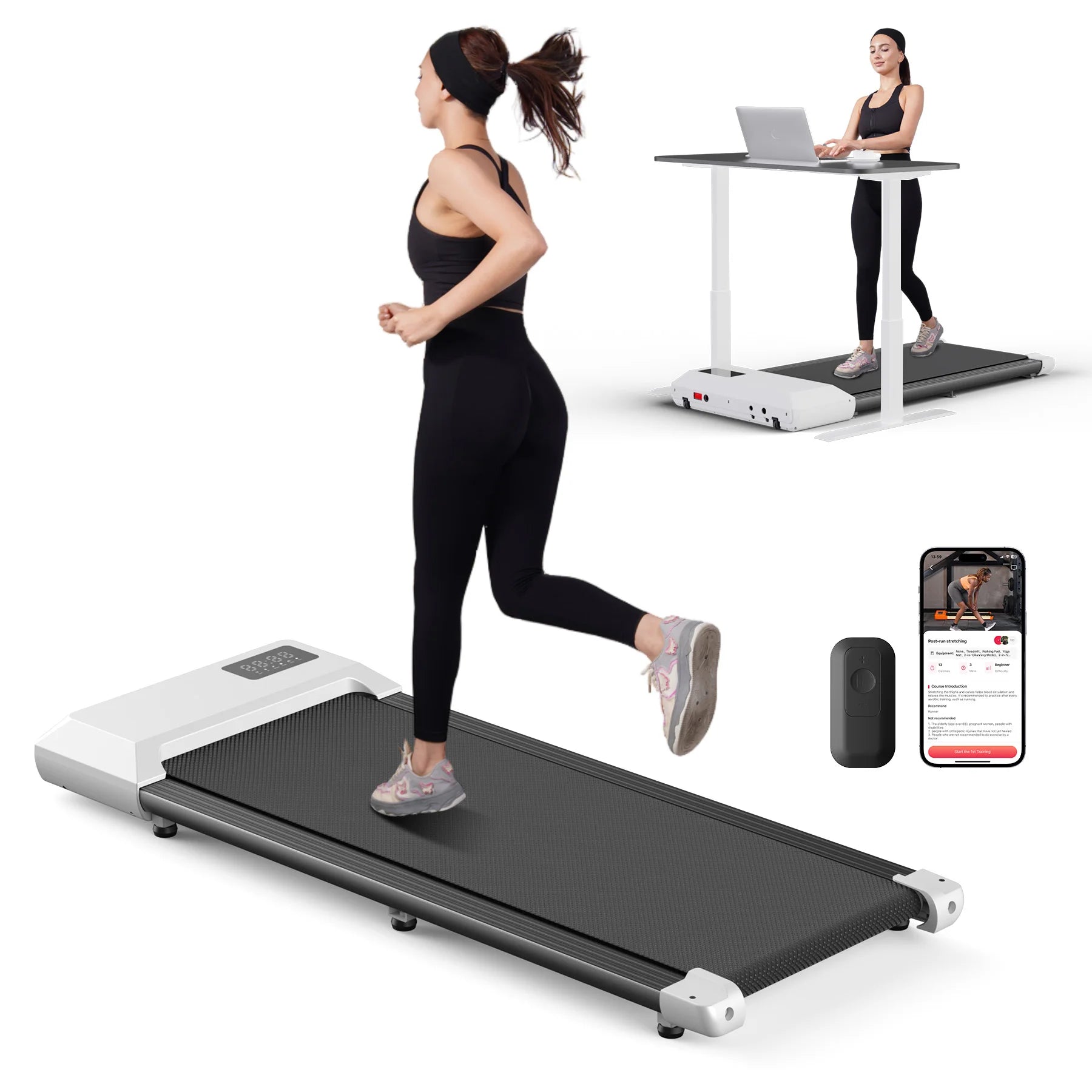 300lbs Laufband für Zuhause 2.5HP Laufbänder Walking Pad LCD Digitalanzeige 2in1 Walking Running Fitnessgerät