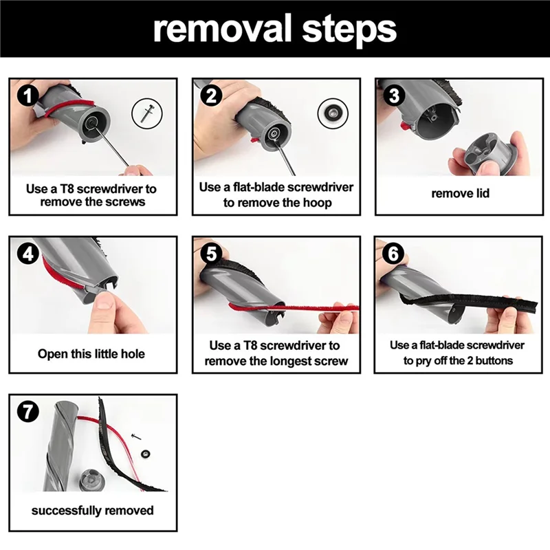 【Shopper’S Favorite】7Pcs Soft Plush Strip For Dyson V7 V8 V10 V11 Vacuum Cleaner Attachments Roller Brush Replacement Parts