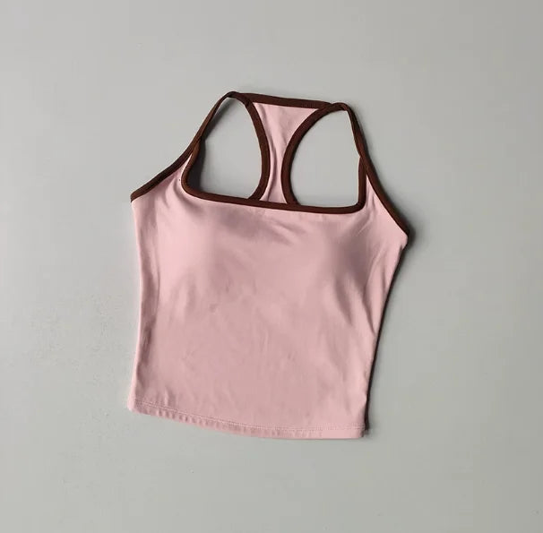 Sport- und Fitnessweste mit Brustpolster Sommer Stoßfest Schönheitsrücken Nude Feeling Anzug Pilates Training Yoga Top Yoga Kleidung