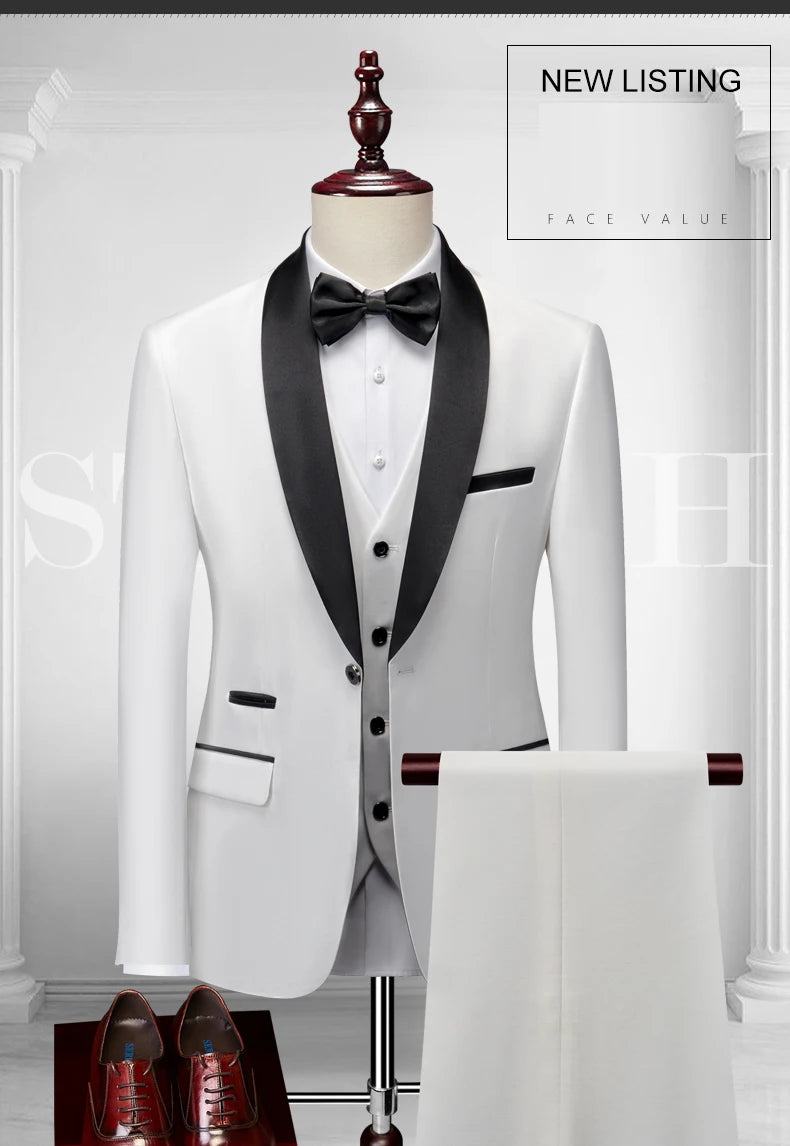 Herren Casual Business Anzug Smoking High End Marken Boutique Mode Sakko Weste Hose Bräutigam Hochzeitsanzug Party Anzug