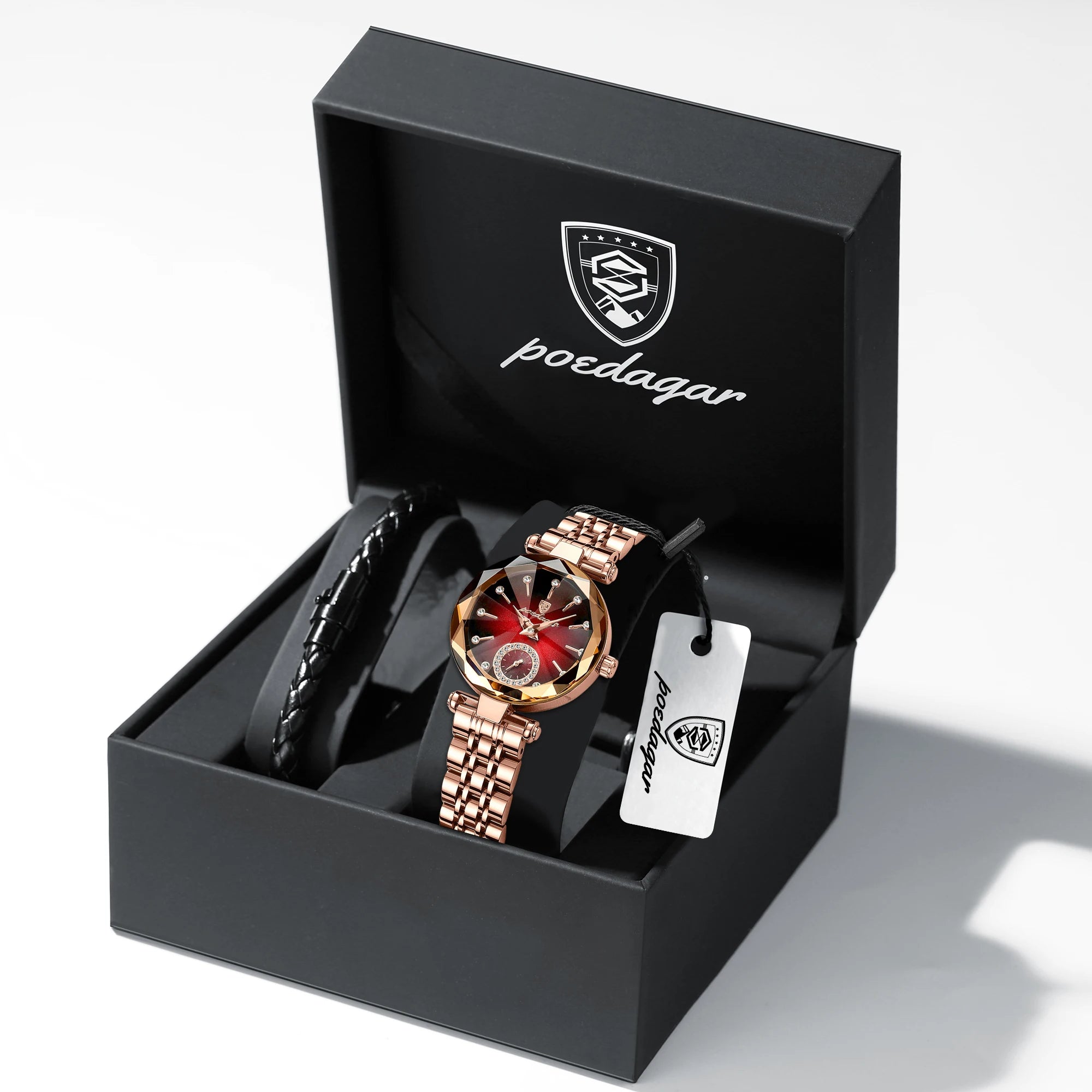 POEDAGAR Luxusuhr für Damen, wasserdicht, lässige Quarzuhr für Damen, hochwertige elegante Damenuhren, Damenuhr Reloj+Box