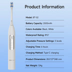 H2ofloss Sonic Elektrische Zahnbürste 38000VPM 5 Modi IPX7 Wasserdicht 60 Tage Akku Smart Timer Wiederaufladbar Aufhellend Mundpflege