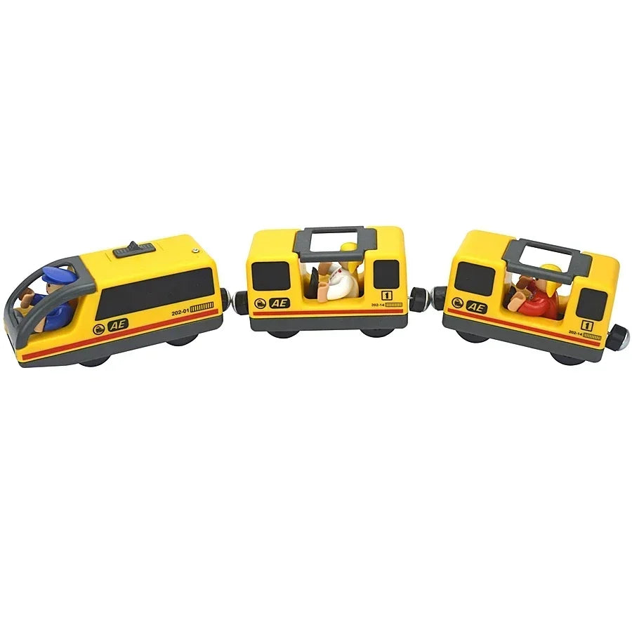 Holzzugspielzeug Zugstrecke Magnetischer Satz Elektrische Lokomotive Druckguss-Modellauto Passt auf alle Holzmarken Schienen für Kinder