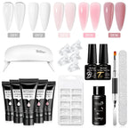 24-teiliges Set 20ml Poly Nail Extension Gel Kit Mini-UV-Lampe Versiegelung mit Basislack Überlack Professionelles Poly-UV-Nagelgel-Kit Starter-Kit