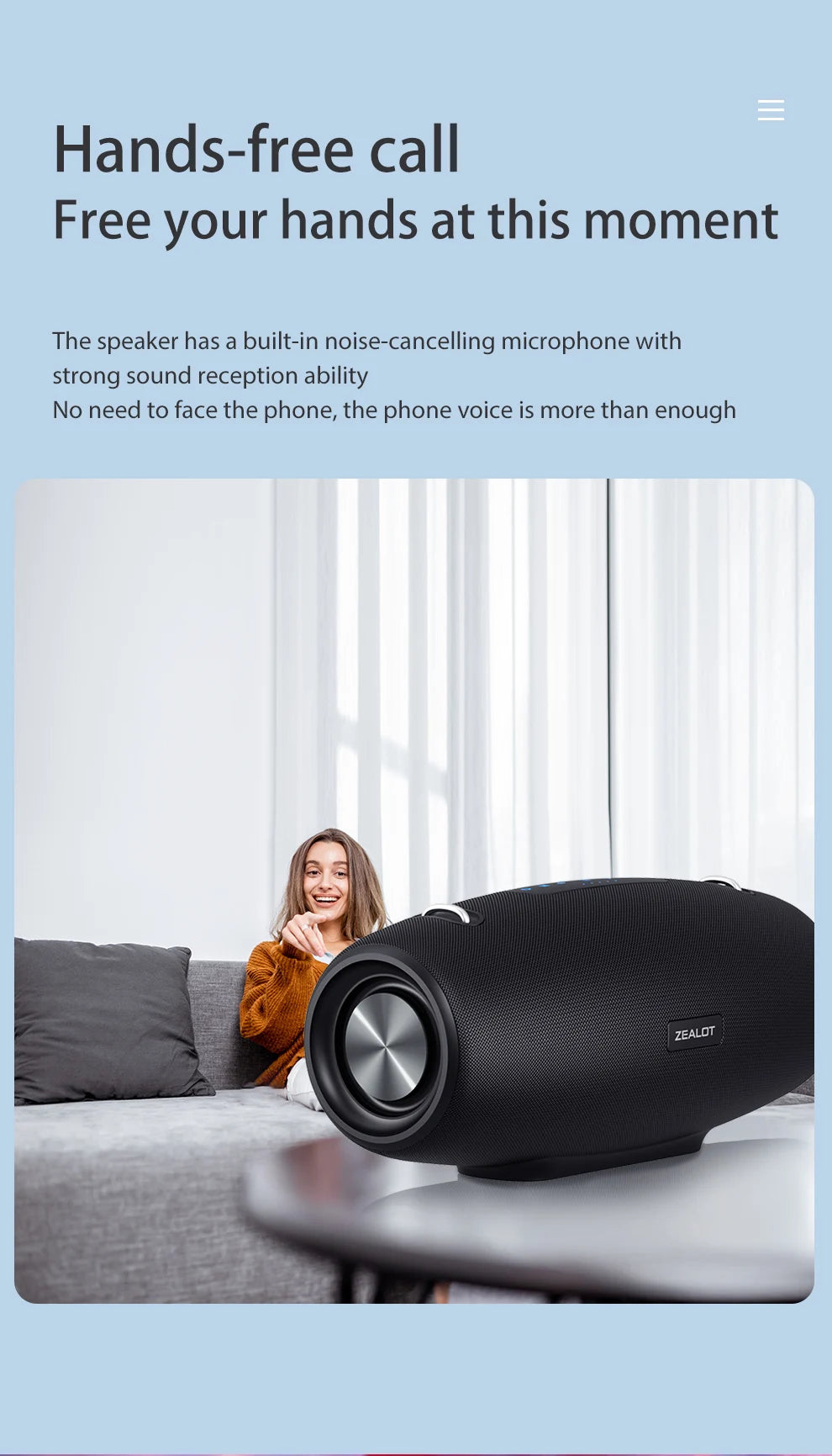 ZEALOT S67 Tragbarer Bluetooth-Lautsprecher mit Schultergurt, wasserdicht für den Außenbereich, Stereo-Klang, starker Bass, 40 Std. Wiedergabe