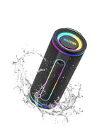MLOVE E80 Tragbarer Bluetooth-Lautsprecher – Leistungsstarker Dual-Sound, farbenfrohe RGB-Beleuchtung, vollständig wasserdicht (IPX7), TWS-fähig