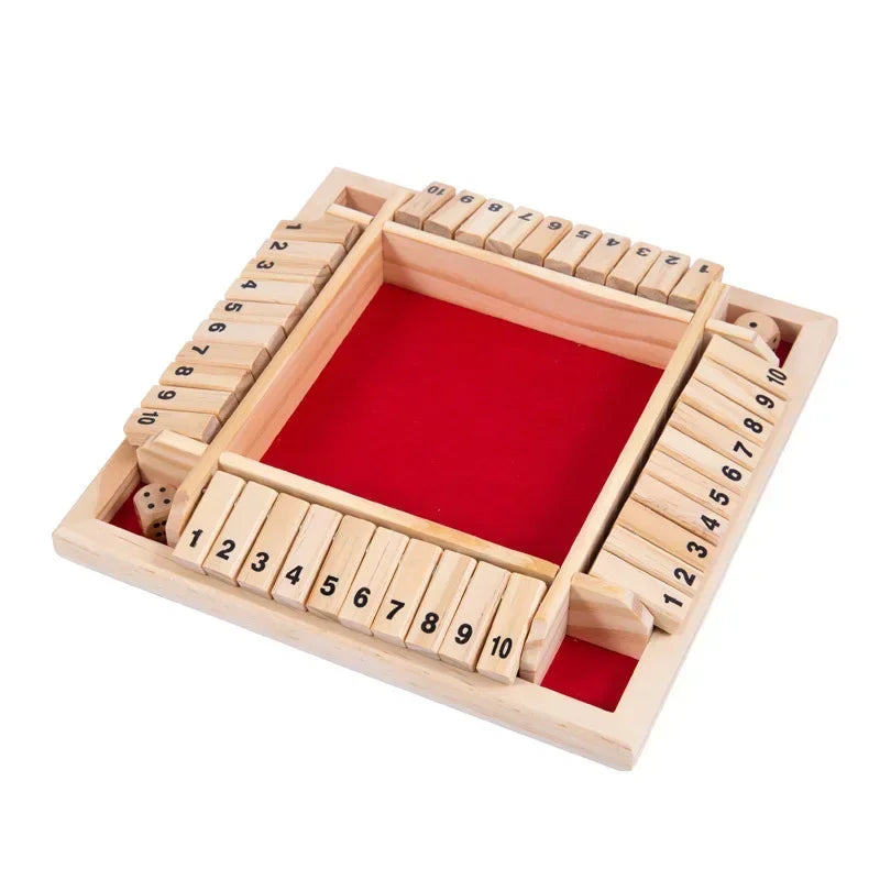 Holzwürfel-Brettspiel Shut The Box für 4 Spieler Klappen & Würfel Spiel Eltern-Kind Interaktion Familienunterhaltung